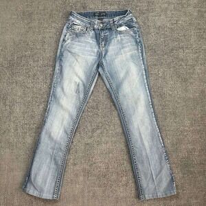 Love Indigo Bootcut Jeans Womens 6 Blue Lace Pocket Contrast Stitch Y2K Denim